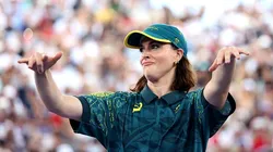 Raygun durante a sua apresentação no breaking nas Olimpíadas 2024