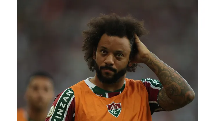 RIO DE JANEIRO, BRAZIL - AUGUST 4: Marcelo of Fluminense gestures during the match between Fluminense and Bahia as part of Brasileirao 2024 at Maracana Stadium on August 4, 2024 in Rio de Janeiro, Brazil. (Photo by Wagner Meier/Getty Images)