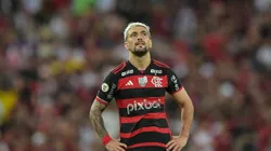Arrascaeta jogador do Flamengo lamenta durante partida contra o Palmeiras. Foto: Thiago Ribeiro/AGIF