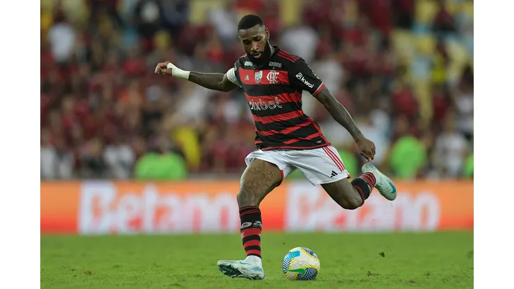 Gerson jogador do Flamengo durante partida contra o Palmeiras no Maracana pelo campeonato Brasileiro A 2024