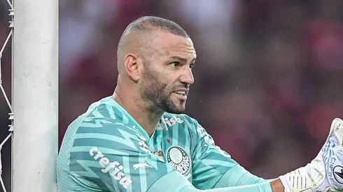 RJ - RIO DE JANEIRO - 31/07/2024 - BRASILEIRO A 2024, FLAMENGO X PALMEIRAS - Weverton goleiro do Palmeiras durante partida contra o Flamengo no estadio Maracana pelo campeonato Brasileiro A 2024.
