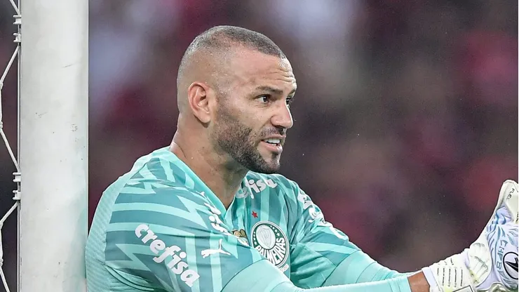 RJ - RIO DE JANEIRO - 31/07/2024 - BRASILEIRO A 2024, FLAMENGO X PALMEIRAS - Weverton goleiro do Palmeiras durante partida contra o Flamengo no estadio Maracana pelo campeonato Brasileiro A 2024.