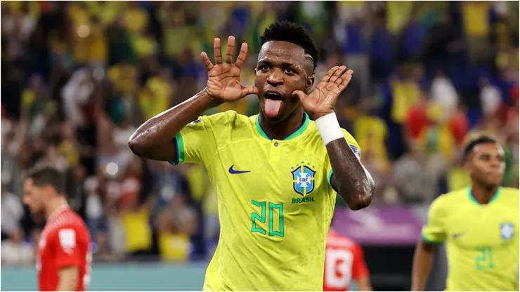 Foto: Clive Brunskill/Getty Images - Vini Jr. comemorando gol.