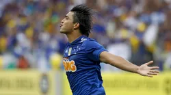 BELO HORIZONTE, BRAZIL - DECEMBER 07: Marcelo Moreno #18 of Cruzeiro celebrates a scored goal against Fluminense during a match between Cruzeiro and Fluminense as part of Brasileirao Series A 2014 at Mineirao Stadium on December 07, 2014 in Belo Horizonte, Brazil. (Photo by Washington Alves/Getty Images)