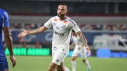 Guilherme jogador do Santos comemora seu gol durante partida contra o Paysandu. Foto: Fernando Torres/AGIF