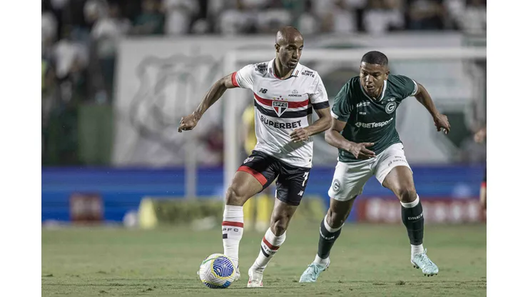 Lucas jogador do São Paulo durante partida contra o Goias. Foto: Heber Gomes/AGIF
