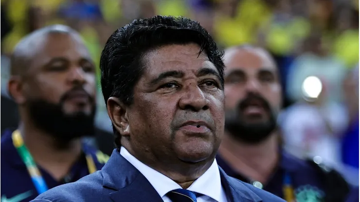RJ - RIO DE JANEIRO - 26/11/2023 - ARQUIVO, ELIMINATORIAS COPA DO MUNDO 2026, BRASIL X ARGENTINA - Ednaldo Rodrigues, presidente da CBF em foto de arquivo de 21 de Novembro de 2023 durante execucao do hino nacional antes da partida contra o Argentina no estadio Maracana pelo campeonato Eliminatorias Copa Do Mundo 2026.