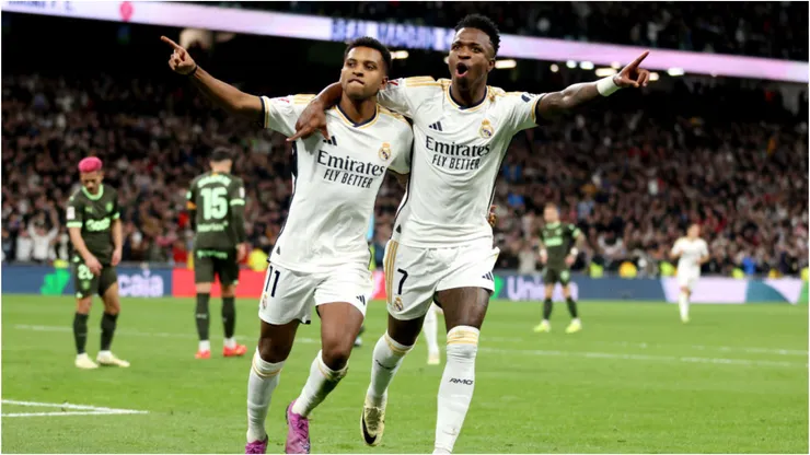 Foto: Florencia Tan Jun/Getty Images - Rodrygo e Vini Jr