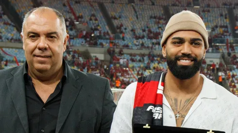 - Gabigol ao lado de Marcos Braz antes de uma partida do Flamengo