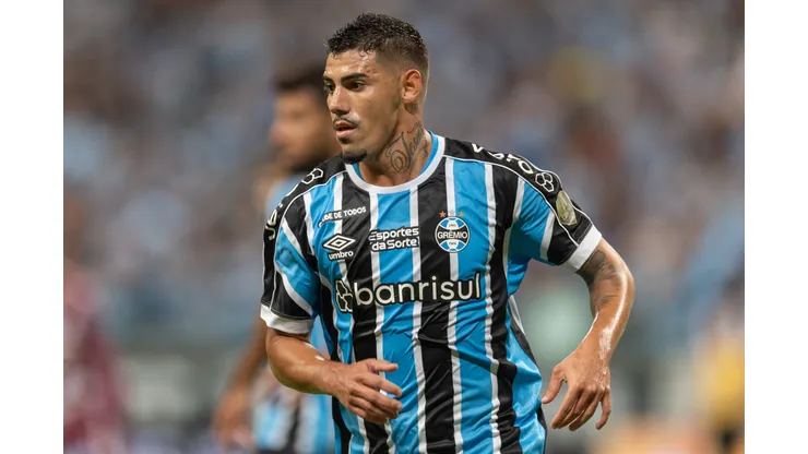 Mayk jogador do Gremio durante partida contra o Caxias na Arena do Grêmio pelo Campeonato Gaúcho 2024.