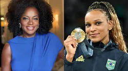 Viola Davis (esquerda) exalta Rebeca Andrade (direita) nas redes sociais - Foto 1: Reprodução/Instagram de Viola Davis | Foto 2: Alexandre Loureiro/COB