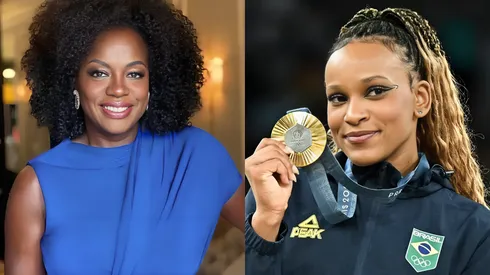 Viola Davis (esquerda) exalta Rebeca Andrade (direita) nas redes sociais - Foto 1: Reprodução/Instagram de Viola Davis | Foto 2: Alexandre Loureiro/COB