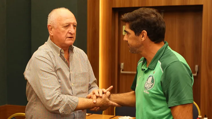 Abel Ferreira encontrando Felipão. Foto: Cesar Greco/ Palmeiras/ Flickr