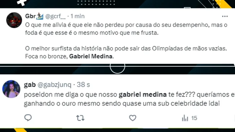 Web reage a eliminação de Gabriel Medina nas Olimpíadas 2024 - Foto: Twitter