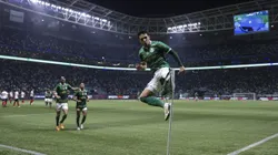 Raphael Veiga comemora gol no Allianz Parque.