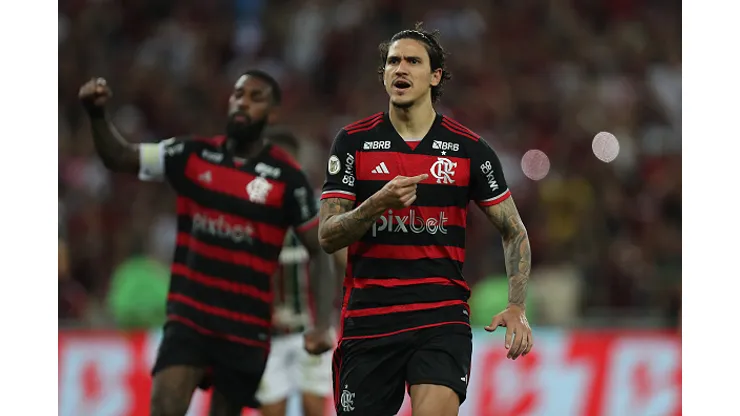 Pedro Guilherme do Flamengo comemorando depois de fazer um gol durante partida entre o Fluminense no Maracana Stadium - Campeonato Brasileiro 2024
