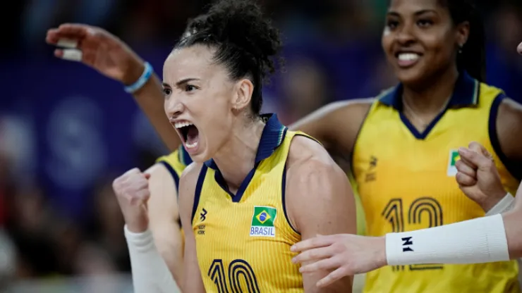 Gabi durante a vitória contra a Polônia nas Olimpíadas 2024. Foto: Alexandre Loureiro/COB
