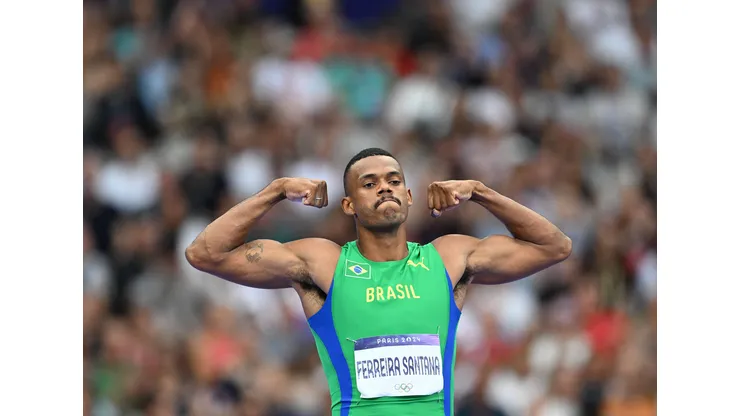 240803 — PARIS, Aug. 3, 2024 — Jose Fernando Ferreira Santana of Brazil reacts during the men s decathlon javelin throw of athletics at the Paris 2024 Olympic Games, Olympische Spiele, Olympia, OS in Paris, France, Aug. 3, 2024. PARIS2024 FRANCE-PARIS-OLY-ATHLETICS-DECATHLON-MEN SongxYanhua PUBLICATIONxNOTxINxCHN