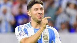 Gonzalo Montiel durante partida entre Argentina e Equador, pelas quartas de final da Copa América, no NRG Stadium, nos EUA, no dia 04/07/2024. Foto: Isaac Ortiz/IMAGO/ Agencia-MexSport