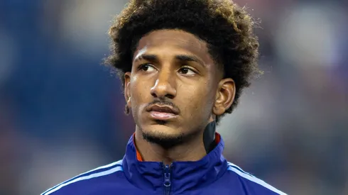 Talles Magno antes da partida entre New England Revolution e New York City, no Gillette Stadium, pela MLS, no dia 01/04/2023. Foto: Burt Granofsky/CSM California/IMAGO/Newscom World