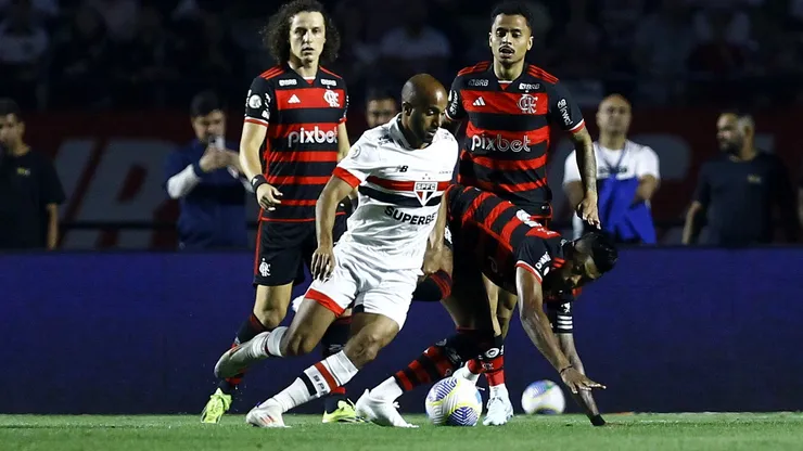 Lucas Moura jogador do Sao Paulo durante partida contra o Flamengo no estadio Morumbi pelo campeonato Brasileiro A 2024. Foto: Marco Miatelo/AGIF