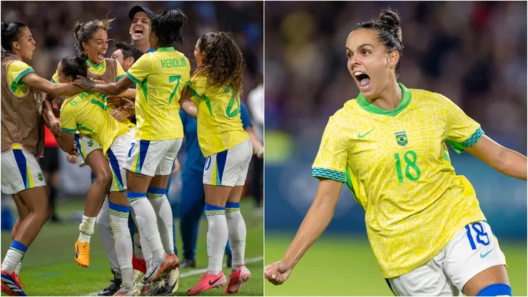 Fotos: Gabi Portilho comemorando o gol da vitória do Brasil contra a França -Reprodução - IMAGO / Xinhua