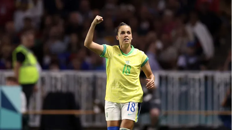 Gabi Portilho comemorando o gol da vitória do Brasil contra a França nas Olimpíadas 2024 (Photo by Robert Cianflone/Getty Images)