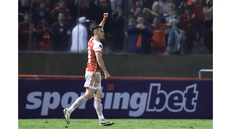 SP - BARUERI - 28/05/2024 - COPA SUL-AMERICANA 2024, INTERNACIONAL X BELGRANO - Borre jogador do Internacional comemora seu gol durante partida contra o Belgrano no estadio Arena Barueri pelo campeonato Copa Sul-Americana 2024. Foto: Marcello Zambrana/AGIF