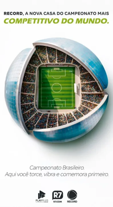 Arte da TV Record divulgando a transmissão do Brasileirão (Foto: Reprodução / Bluesky Allan Simon)