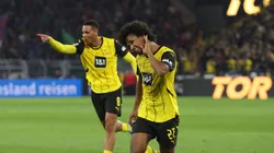 Karim Adeyemi comemora gol pelo Borussia Dortmund em partida da Bundesliga diante do Heidemhein. (Photo by Lars Baron/Getty Images)