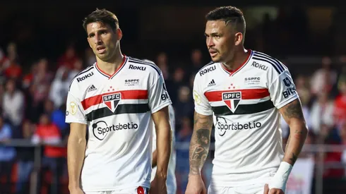 Calleri e Luciano durante partida pelo Tricolor Paulista