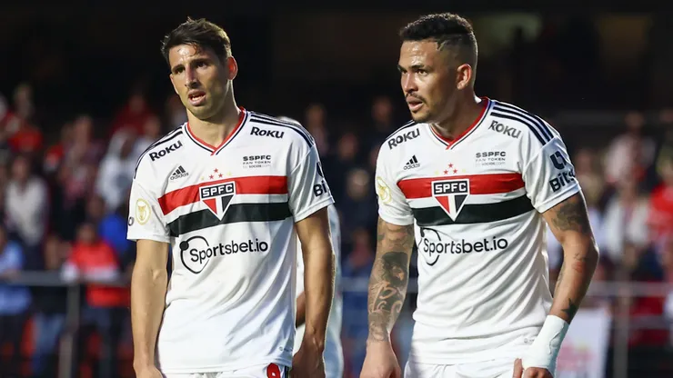 Calleri e Luciano durante partida pelo Tricolor Paulista
