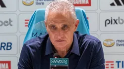 Tite durante entrevista coletiva após o jogo entre Flamengo e Atlético-MG, no Maracanã, pelo Campeonato Brasileiro de 2023. Foto: Carlos Santtos/Fotoarena/IMAGO