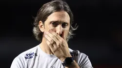 Luis Zubeldía se mostrou bem abatido em coletiva