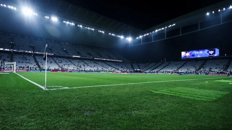 Vista geral do estadio Arena Corinthians para partida entre Corinthians e Fortaleza pelo campeonato Copa Sul-Americana 2024.