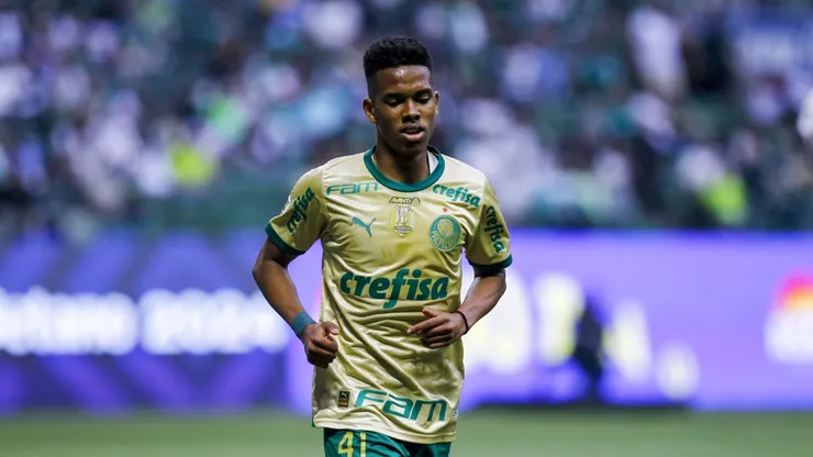 Estêvão jogador do Palmeiras durante partida contra o Criciúma no estádio Arena Allianz Parque pelo campeonato Brasileiro A 2024