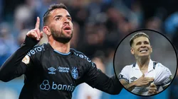 Troca entre Grêmio e Santos envolvendo Pepê e Soteldo foi especulada - Fotos: AGIF