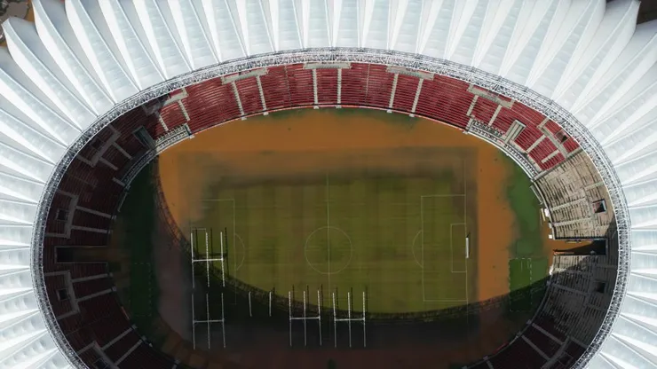 Estádio Beira-Rio durante as enchentes no Rio Grande do Sul. Foto: Ramiro Sanchez/Getty Images