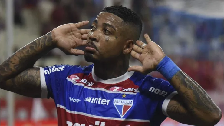 Marinho comemorando gol em partida entre Fortaleza e Bahia, na Arena Castelão, pelo Campeonato Brasileiro, no dia 21/09/2024. Foto: Caior Rocha