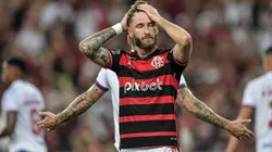 Léo Pereira jogador do Flamengo lamenta durante partida. Foto: Thiago Ribeiro/AGIF
