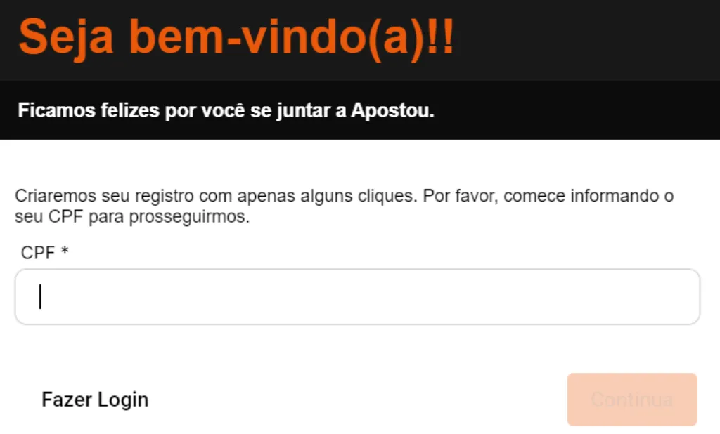 Como abrir uma conta no Apostou