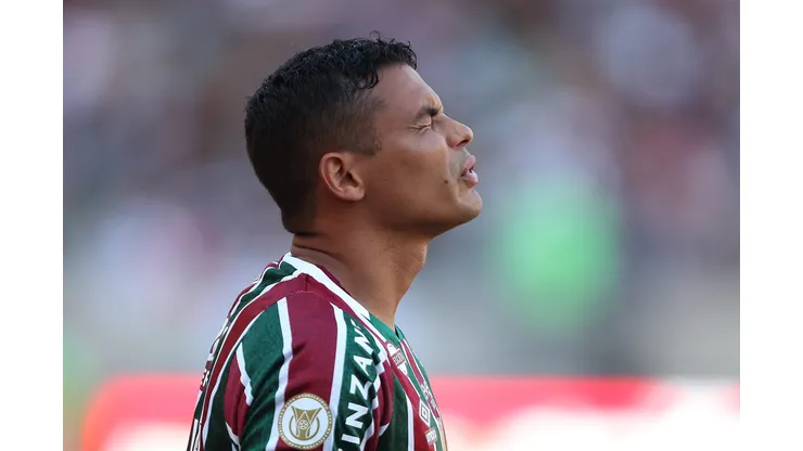 RIO DE JANEIRO, BRAZIL - AUGUST 4: Thiago Silva of Fluminense reacts during the match between Fluminense and Bahia as part of Brasileirao 2024 at Maracana Stadium on August 4, 2024 in Rio de Janeiro, Brazil. (Photo by Wagner Meier/Getty Images)