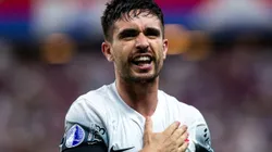 Igor Coronado comemorando seu gol durante partida contra o Fortaleza, na Arena Castelão, pela Copa Sul-Americana,no dia 17/09/2024.
