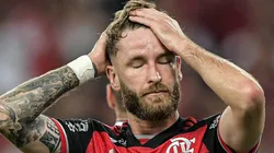 RJ - RIO DE JANEIRO - 12/09/2024 - COPA DO BRASIL 2024, FLAMENGO X BAHIA - Leo Pereira jogador do Flamengo lamenta durante partida contra o Bahia no estadio Maracana pelo campeonato Copa Do Brasil 2024. Foto: Thiago Ribeiro/AGIF