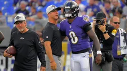 Treinador do Baltimore Ravens, John Harbaugh com Lamar Jackson. - ZUMAm67_ 0129872886st Copyright: xKarlxMertonxFerronx