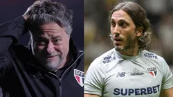 Julio Casares, presidente do São Paulo e Luiz Zubeldía treinador são paulino que foram muito criticados após eliminação do Tricolor na Copa do Brasil