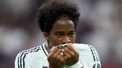 Endrick comemora gol pelo Real Madrid. Foto: Martinez/Getty Images