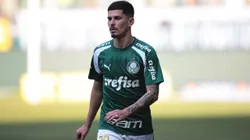 Romulo, jogador do Palmeiras durante aquecimento antes da partida contra o Sao Paulo no estadio Arena Allianz Parque pelo campeonato Brasileiro A 2024