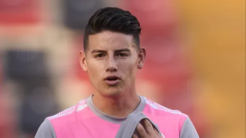 James Rodriguez Rayo Vallecano beim aufwaermen, LaLiga, Rayo Vallecano v FC Barcelona, Barca Campo de Futbol de Vallecas, 27.08.2024, Madrid, Spainen. Defodi-071_RAYFCB20240827_007 *** James Rodriguez Rayo Vallecano warming up, LaLiga, Rayo Vallecano v FC Barcelona, Campo de Futbol de Vallecas, 27 08 2024, Madrid, Spainen Defodi 071 RAYFCB20240827 007 Defodi-071