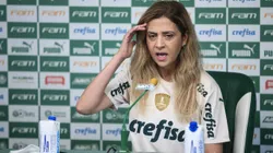Presidente do Palmeira, Leila Pereira durante coletiva de imprensa realizada no CT Barra Funda